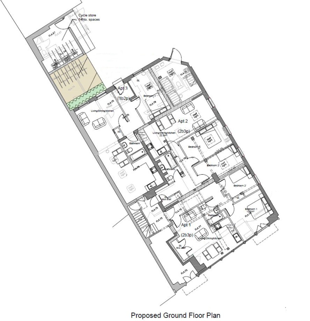 Lot: 142 - FORMER PUB AND HOTEL WITH PLANNING PERMISSION FOR RESIDENTIAL CONVERSION - Proposed Ground Floor Plan